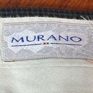100% Murano Wool Pants Mens 33x30 Gray Modern Comfort Pleated Dress Slacks